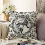 - Sonil-K10424-Gorsel - Realhomes  Karakalem Çiçek & Portre Desenli Dijital Baskılı Dekoratif Raşel Kadife Yastık Kırlent Kılıfı Realhomes