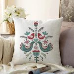 Kuş & Çiçek Motifli Dijital Baskılı Modern Şönil Yastık Kırlent Kılıfı Realhomes