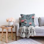 Özel Tasarım Çiçek Yaprakları Dijital Baskılı Modern Raşel Kadife Yastık Kırlent Kılıfı Realhomes