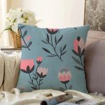 Özel Tasarım Çiçek Yaprakları Dijital Baskılı Modern Raşel Kadife Yastık Kırlent Kılıfı Realhomes