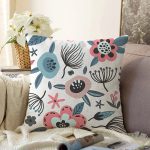 - Sonil-K10438-Gorsel - Realhomes  Özel Tasarım Çiçek Yaprakları Dijital Baskılı Dekoratif Raşel Kadife Yastık Kırlent Kılıfı Realhomes