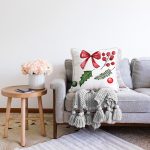 - Sonil-K10456-Gorsel-1 - Realhomes  Beyaz Zemin Kurdele Üzüm Tasarımlı Dijital Baskılı Dekoratif Raşel Kadife Yastık Kırlent Kılıfı Realhomes