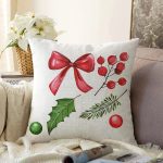 - Sonil-K10456-Gorsel - Realhomes  Beyaz Zemin Kurdele Üzüm Tasarımlı Dijital Baskılı Dekoratif Raşel Kadife Yastık Kırlent Kılıfı Realhomes