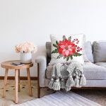 - Sonil-K10457-Gorsel-1 - Realhomes Beyaz Zemin Gül Tasarımlı Dijital Baskılı Modern Şönil Yastık Kırlent Kılıfı Realhomes