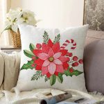 - Sonil-K10457-Gorsel - Realhomes Beyaz Zemin Gül Tasarımlı Dijital Baskılı Modern Şönil Yastık Kırlent Kılıfı Realhomes