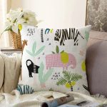 - Печать - Realhomes Realhomes Hayvanat Bahçesi Konseptli Hayvan Motifli Özel Tasarım Dijital Baskılı Modern Raşel Kadife Yastık Kırlent Kılıfı Realhomes