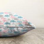 - Print - Realhomes  Realhomes Hello Baby Renkli Bulutlar Özel Tasarım Dijital Baskılı Modern Raşel Kadife Yastık Kırlent Kılıfı Realhomes