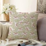 - Печать - Realhomes Realhomes Zıpzıp Tavşan Özel Tasarım Dijital Baskılı Modern Raşel Kadife Yastık Kırlent Kılıfı Realhomes