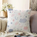 - star2 - Realhomes  Realhomes Ay ve Bulut Tasarımlı Dijital Baskılı Modern Raşel Kadife Yastık Kırlent Kılıfı Realhomes