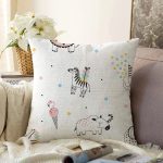 - decorative safari illustration - Realhomes  Realhomes Sevimli Hayvan Çizimli Özel Tasarım Dijital Baskılı Modern Raşel Kadife Yastık Kırlent Kılıfı Realhomes
