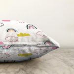 - Print - Realhomes  Realhomes Bulut ve Gökkuşağı Çizimli Özel Tasarım Dijital Baskılı Modern Raşel Kadife Yastık Kırlent Kılıfı Realhomes