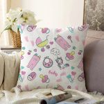 - Печать - Realhomes Realhomes Baby Motifli Özel Tasarım Dijital Baskılı Modern Raşel Kadife Yastık Kırlent Kılıfı Realhomes