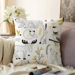 - pattern - Realhomes Realhomes Sevimli Hayvanlar Çizimli Özel Tasarım Dijital Baskılı Modern Raşel Kadife Yastık Kırlent Kılıfı Realhomes