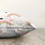 - Print - Realhomes Realhomes Gökkuşağı Motifli Özel Tasarım Dijital Baskılı Modern Raşel Kadife Yastık Kırlent Kılıfı Realhomes