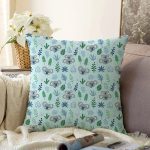 - Основные RGB - Realhomes Realhomes Mavi Zeminde Panda Motifli Özel Tasarım Dijital Baskılı Modern Raşel Kadife Yastık Kırlent Kılıfı Realhomes