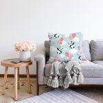 - Print - Realhomes  Realhomes Balonlu Panda Tasarımlı Dijital Baskılı Modern Raşel Kadife Yastık Kırlent Kılıfı Realhomes