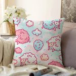 - Unicorn - Realhomes Realhomes Renkli Kuzucuk Özel Tasarım Dijital Baskılı Modern Raşel Kadife Yastık Kırlent Kılıfı Realhomes