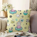 Realhomes Kalpli Kedi Motifli Özel Tasarım Dijital Baskılı Modern Raşel Kadife Yastık Kırlent Kılıfı Realhomes