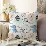 - Печать - Realhomes Realhomes Sevimli Hayvanlar Özel Tasarım Dijital Baskılı Modern Raşel Kadife Yastık Kırlent Kılıfı Realhomes