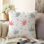 - Print - Realhomes Realhomes Taç Tasarımlı Dijital Baskılı Modern Raşel Kadife Yastık Kırlent Kılıfı Realhomes