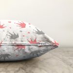 - Print - Realhomes Realhomes Taç Tasarımlı Dijital Baskılı Modern Raşel Kadife Yastık Kırlent Kılıfı Realhomes