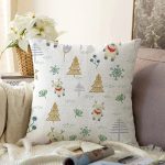 - Print - Realhomes Sevimli Geyik Motifli Dijital Baskılı Özel Tasarım Modern Raşel Kadife Yastık Kırlent Kılıfı Realhomes