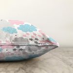 - Печать - Realhomes  Realhomes Renkli Bulutlar Tasarımlı Dijital Baskılı Modern Raşel Kadife Yastık Kırlent Kılıfı Realhomes