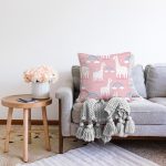 - Sonil-K1115-Gorsel-1 - Realhomes  Pembe Zeminde Lama Ve Gök Kuşağı Dijital Baskılı Özel Tasarım Modern Raşel Kadife Yastık Kırlent Kılıfı Realhomes