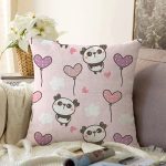 - panda09 - Realhomes Realhomes Kalpli Balon Yavru Panda Özel Tasarım Dijital Baskılı Modern Raşel Kadife Yastık Kırlent Kılıfı Realhomes