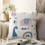 - Печать - Realhomes Realhomes Sevimli Hayvanlar Motifli Özel Tasarım Dijital Baskılı Modern Şönil Yastık Kırlent Kılıfı Realhomes