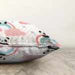 Gökkuşağı Ve Panda Dijital Baskılı Özel Tasarım Modern Raşel Kadife Yastık Kırlent Kılıfı Realhomes