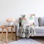 Panda Gökkuşağı Sevimli Tasarım Dijital Baskılı Özel Tasarım Modern Raşel Kadife Yastık Kırlent Kılıfı Realhomes