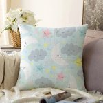 Uyku Temalı Sevimli Ay Ve Yıldızlar Dijital Baskılı Özel Tasarım Modern Raşel Kadife Yastık Kırlent Kılıfı Realhomes