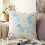 - kid animal seamless pattern - Realhomes Unicorn Motifli Dijital Baskılı Özel Tasarım Modern Raşel Kadife Yastık Kırlent Kılıfı Realhomes