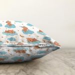 Bulut Üstünde Sevimli Ayıcıklar Dijital Baskılı Özel Tasarım Modern Raşel Kadife Yastık Kırlent Kılıfı Realhomes