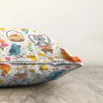 - Pictulandra 20 - Realhomes Tavşan Ve Yumurta Desenli Dijital Baskılı Özel Tasarım Modern Şönil Yastık Kırlent Kılıfı Realhomes