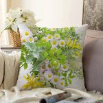 - Sonil-K117-Gorsel - Realhomes Gül Ve Yapraklar Dijital Baskılı Dekoratif Modern Şönil Yastık Kırlent Kılıfı Realhomes