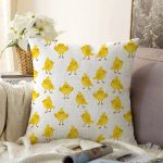 - Печать - Realhomes  Civciv Motifli Dijital Baskılı Özel Tasarım Modern Raşel Kadife Yastık Kırlent Kılıfı Realhomes