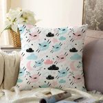 - Печать - Realhomes Sevimli Bulutlar Ve Koyunlar Baskılı Dijital Baskılı Özel Tasarım Modern Raşel Kadife Yastık Kırlent Kılıfı Realhomes