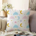 - Sonil-K1176-Gorsel - Realhomes  Uyku Temalı Bulut Ve Ay Desenli Dijital Baskılı Özel Tasarım Modern Raşel Kadife Yastık Kırlent Kılıfı Realhomes