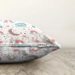 Ay Gökkuşağı Ve Yıldız Desenli Dijital Baskılı Özel Tasarım Modern Raşel Kadife Yastık Kırlent Kılıfı Realhomes