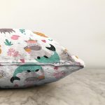 - Children seamless background with unicorns - Realhomes  Sevimli Hayvanlar Desenli Dijital Baskılı Özel Tasarım Modern Raşel Kadife Yastık Kırlent Kılıfı Realhomes