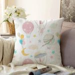 - Sonil-K1180-Gorsel - Realhomes  Renkli Balonlar Ve Sevimli Tavşan Dijital Baskılı Özel Tasarım Modern Raşel Kadife Yastık Kırlent Kılıfı Realhomes