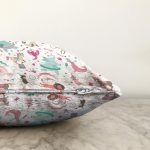 - Печать - Realhomes  Sirkte Sevimli Hayvanlar Desenli Dijital Baskılı Özel Tasarım Modern Raşel Kadife Yastık Kırlent Kılıfı Realhomes