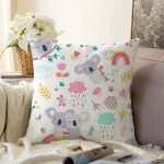 - Sonil-K1192-Gorsel - Realhomes  Sevimli Gri Koala Desenli Dijital Baskılı Özel Tasarım Modern Raşel Kadife Yastık Kırlent Kılıfı Realhomes