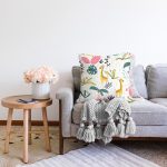 - Печать - Realhomes Zürafa Ve Orman Temalı Dijital Baskılı Özel Tasarım Modern Raşel Kadife Yastık Kırlent Kılıfı Realhomes