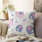 - Elephant with a baby elephant in a cute style. Sweet dream. Inscription. Vector. - Realhomes Pembe Fil Motifli Dijital Baskılı Özel Tasarım Modern Raşel Kadife Yastık Kırlent Kılıfı Realhomes