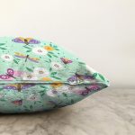 - Flower pattern with decorative insects - Realhomes Yeşil Zeminde Kelebekler Dijital Baskılı Özel Tasarım Modern Raşel Kadife Yastık Kırlent Kılıfı Realhomes