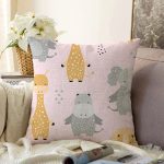 - Seamless pattern with cute animals. Elephant, lion, giraffe, hip - Realhomes  Sevimli Zürafa Su Aygırı Ve Fil Motifli Dijital Baskılı Özel Tasarım Modern Raşel Kadife Yastık Kırlent Kılıfı Realhomes