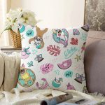 Yaz Ve Tatil Temalı Bebek Desenli Dijital Baskılı Özel Tasarım Modern Raşel Kadife Yastık Kırlent Kılıfı Realhomes